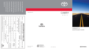 2011 Toyota Camry Warranty and Maintenance Guide